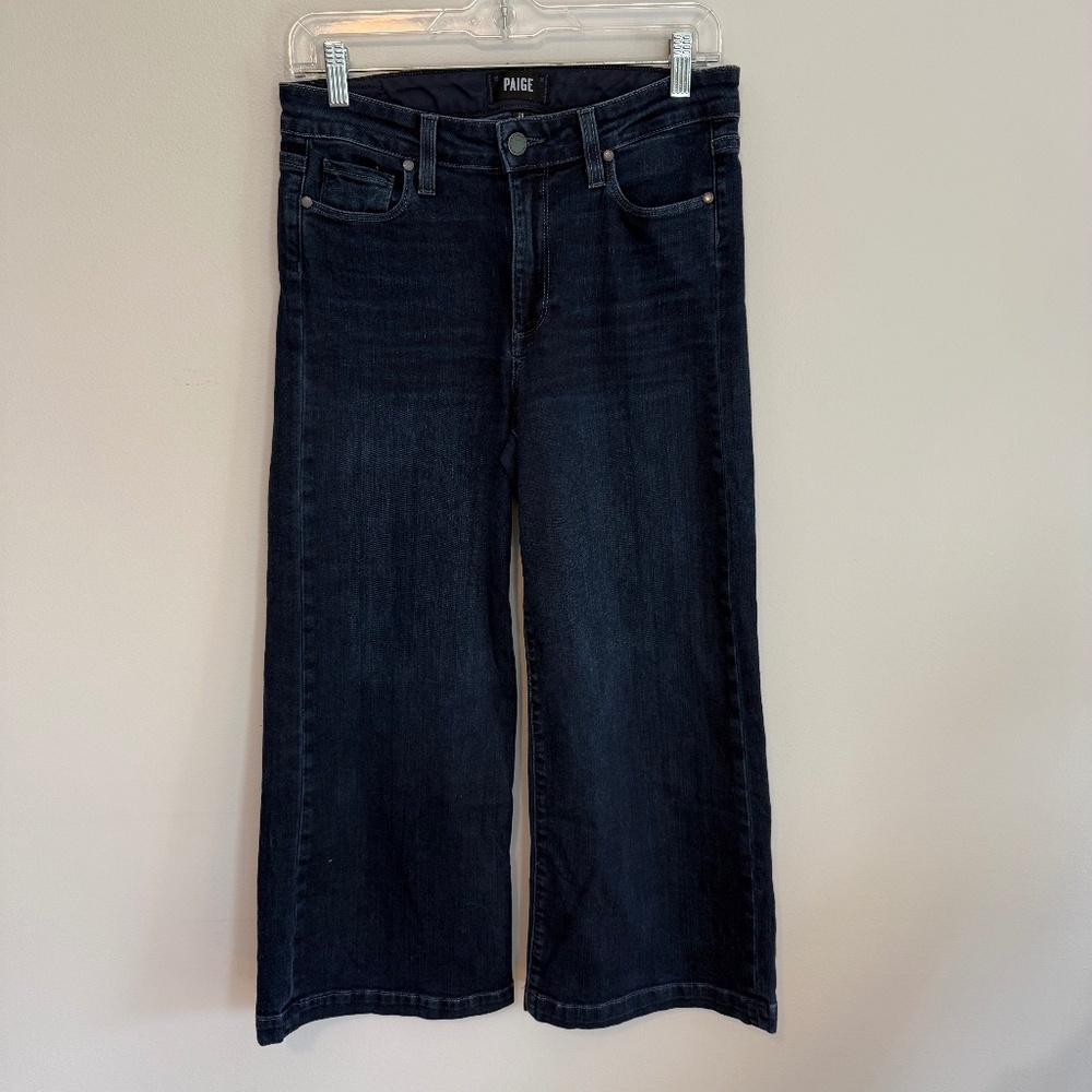 Paige Harper High Waist Ankle Wide Leg Jeans, size 28 petite